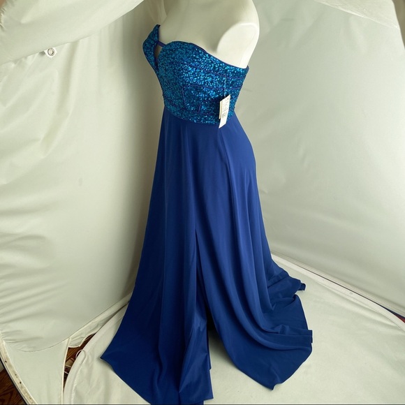 Aiden Maddox strapless sequin top mixed blues 4 - Picture 3 of 12